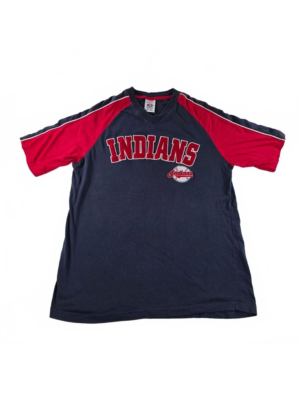 Vintage True Fan Cleveland Indians Men's XL Baseball T-Shirt Navy Red